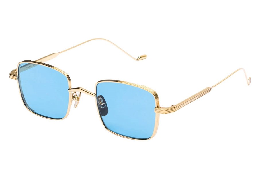 Vanity Effect Hippie Unisex Güneş Gözlüğü Shıny Yellow Gold-33 Blue